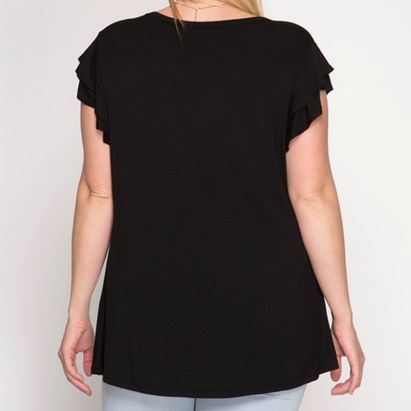 Ruffled Round Neck Knit Top - Picture 2 of 4